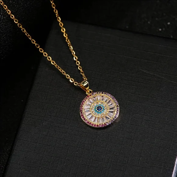 RESTOCKED NEW 14k Gold Beautiful Evil Eye Necklace - Picture 2 of 5